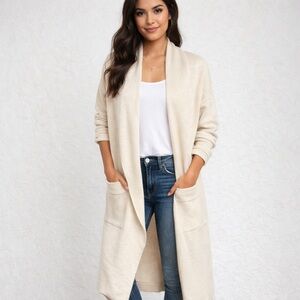 Twelve Love Cream Long Cardigan Duster w/ Pockets Size Large